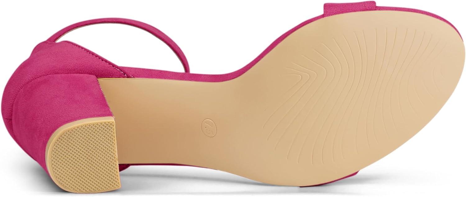 imageAllegra K Womens Open Toe High Chunky Heel Buckle Ankle Strap SandalsHot Pink