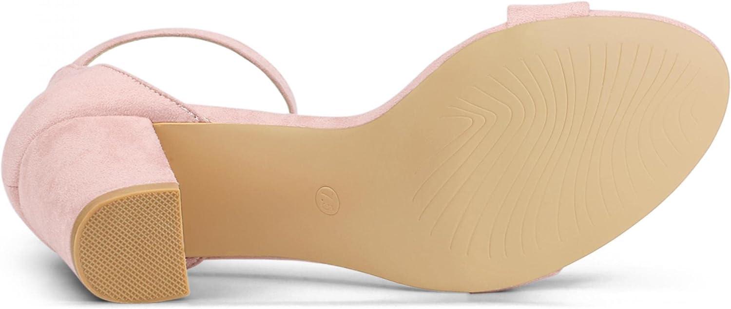 imageAllegra K Womens Open Toe High Chunky Heel Buckle Ankle Strap SandalsLight Pink