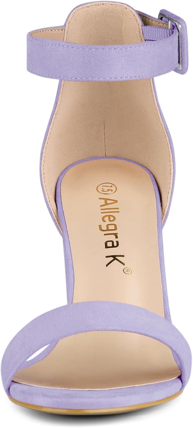 imageAllegra K Womens Open Toe High Chunky Heel Buckle Ankle Strap SandalsLight Purple
