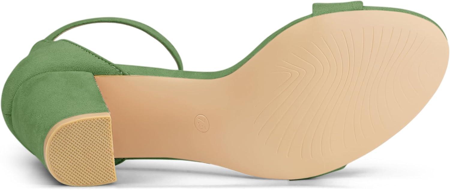 imageAllegra K Womens Open Toe High Chunky Heel Buckle Ankle Strap SandalsOlive Green