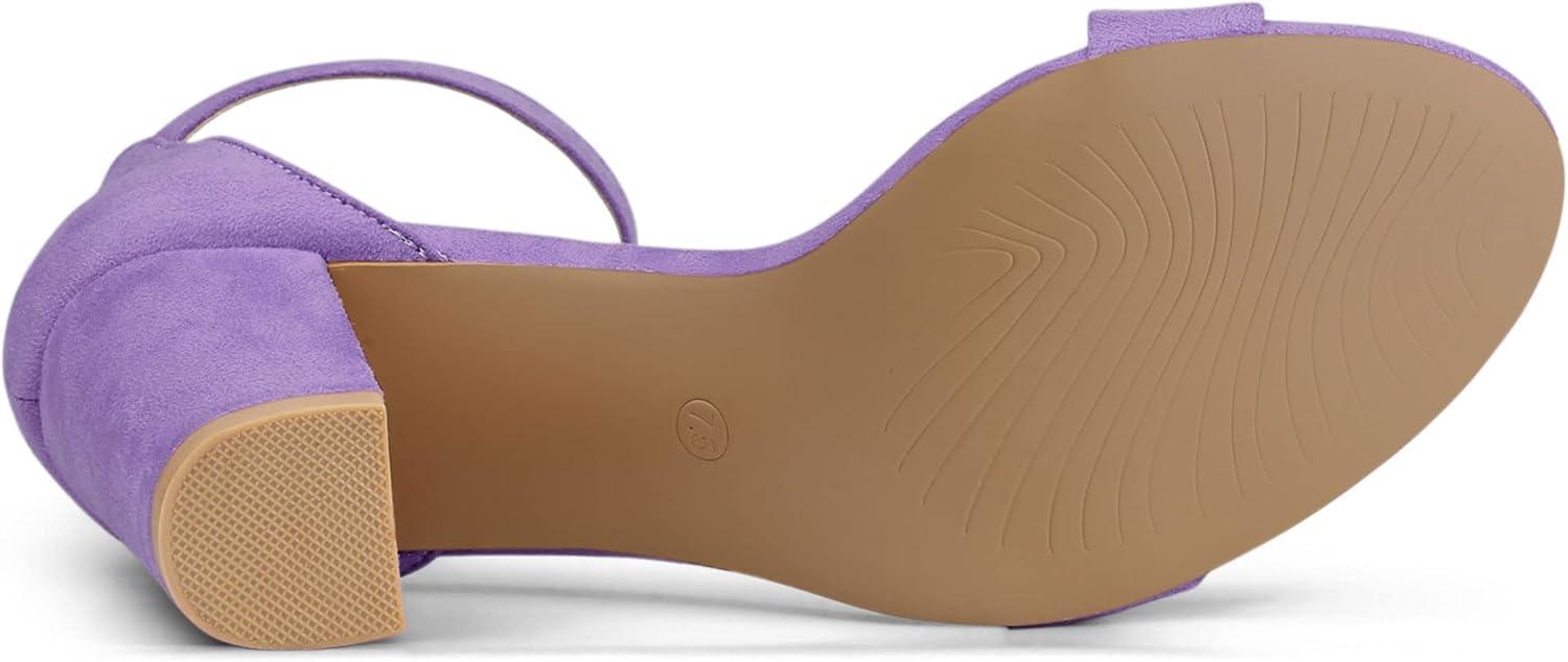imageAllegra K Womens Open Toe High Chunky Heel Buckle Ankle Strap SandalsPurple