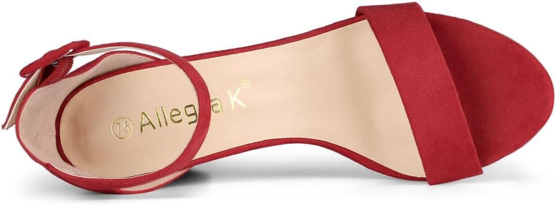 imageAllegra K Womens Open Toe High Chunky Heel Buckle Ankle Strap SandalsRed
