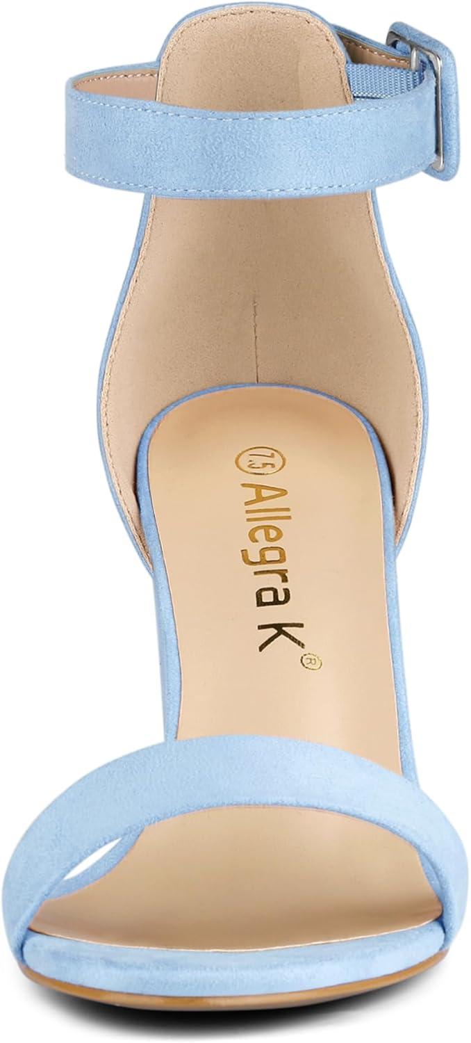 imageAllegra K Womens Open Toe High Chunky Heel Buckle Ankle Strap SandalsSky Blue