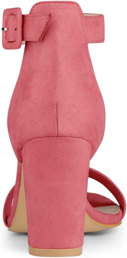 imageAllegra K Womens Open Toe High Chunky Heel Buckle Ankle Strap SandalsWatermelon Red