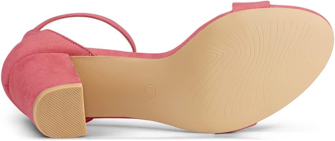 imageAllegra K Womens Open Toe High Chunky Heel Buckle Ankle Strap SandalsWatermelon Red
