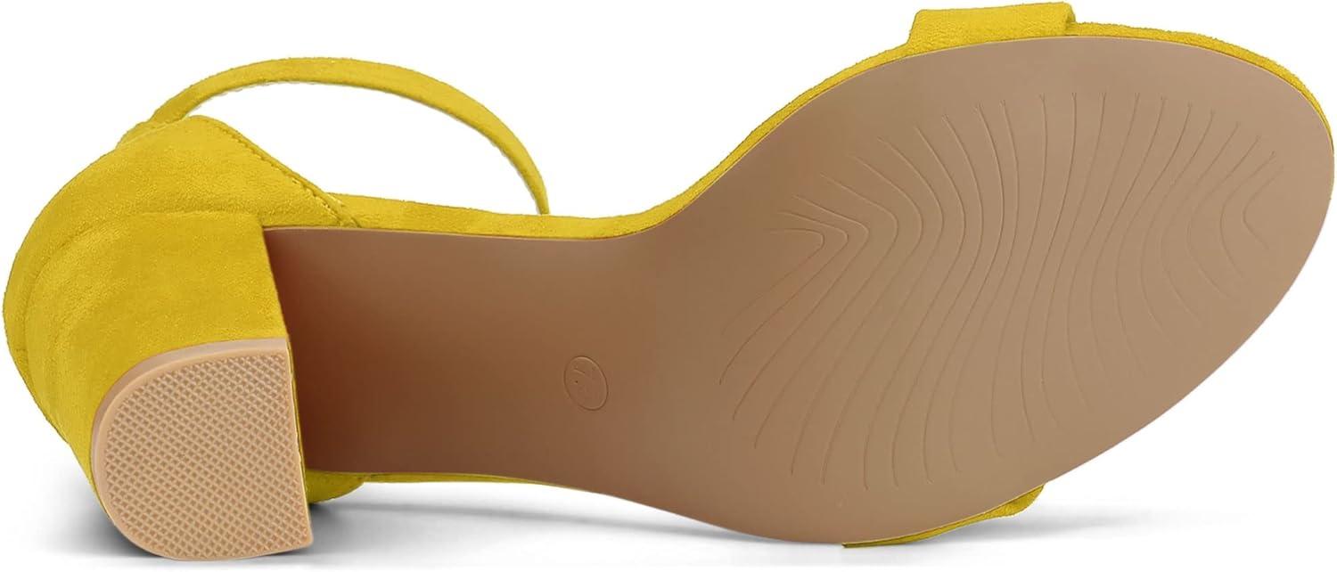 imageAllegra K Womens Open Toe High Chunky Heel Buckle Ankle Strap SandalsYellow