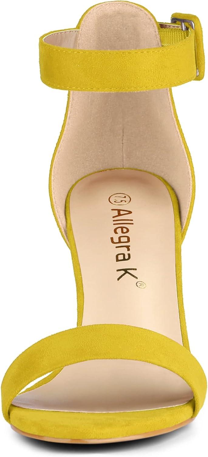 imageAllegra K Womens Open Toe High Chunky Heel Buckle Ankle Strap SandalsYellow