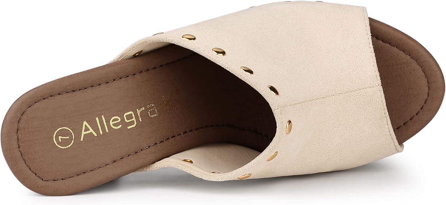 imageAllegra K Womens Open Toe Platform Block Heel Slides SandalsBeige