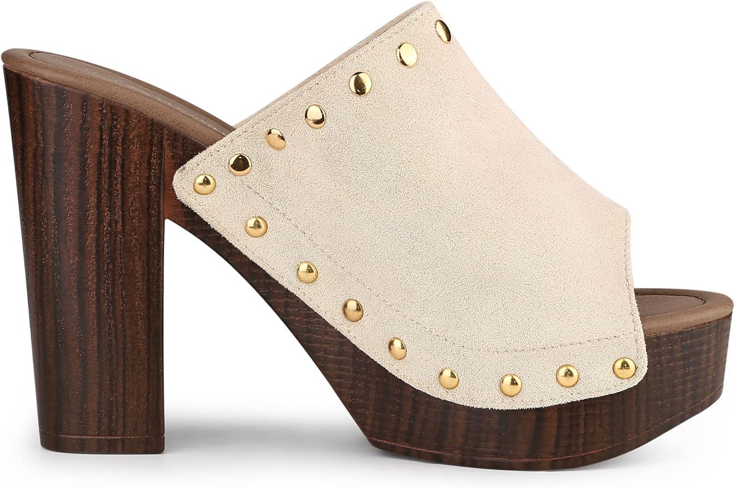 imageAllegra K Womens Open Toe Platform Block Heel Slides SandalsBeige