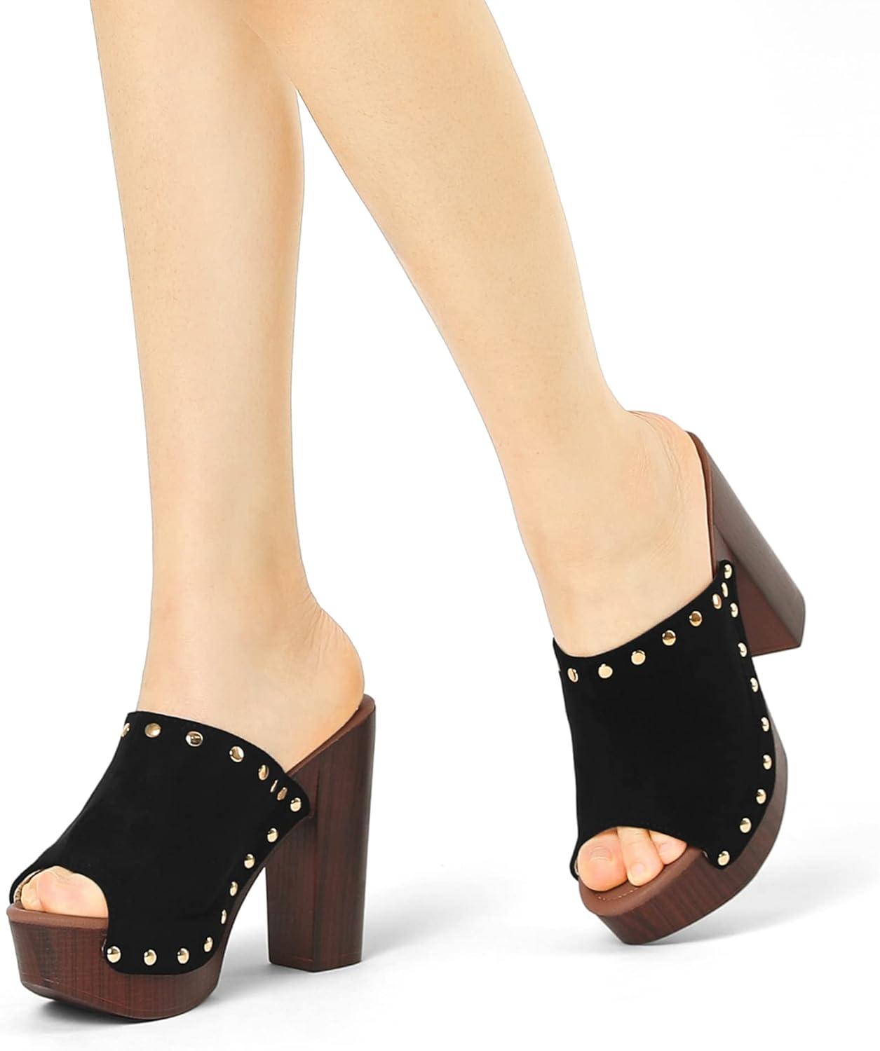 imageAllegra K Womens Open Toe Platform Block Heel Slides SandalsBlack