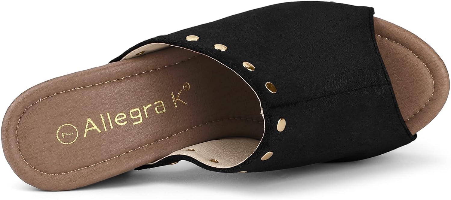 imageAllegra K Womens Open Toe Platform Block Heel Slides SandalsBlack