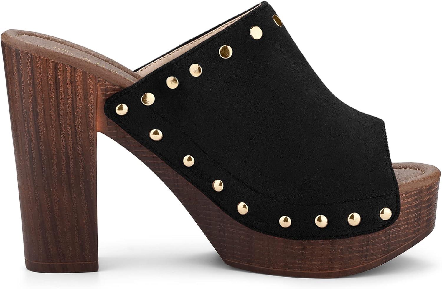 imageAllegra K Womens Open Toe Platform Block Heel Slides SandalsBlack