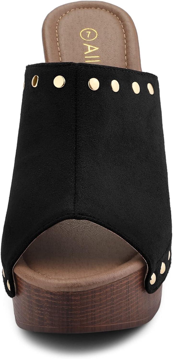 imageAllegra K Womens Open Toe Platform Block Heel Slides SandalsBlack