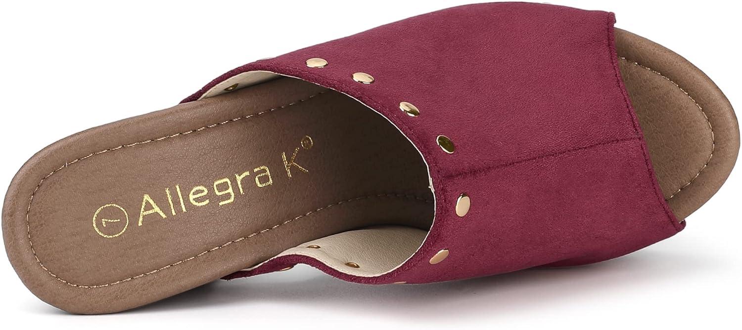 imageAllegra K Womens Open Toe Platform Block Heel Slides SandalsBurgundy