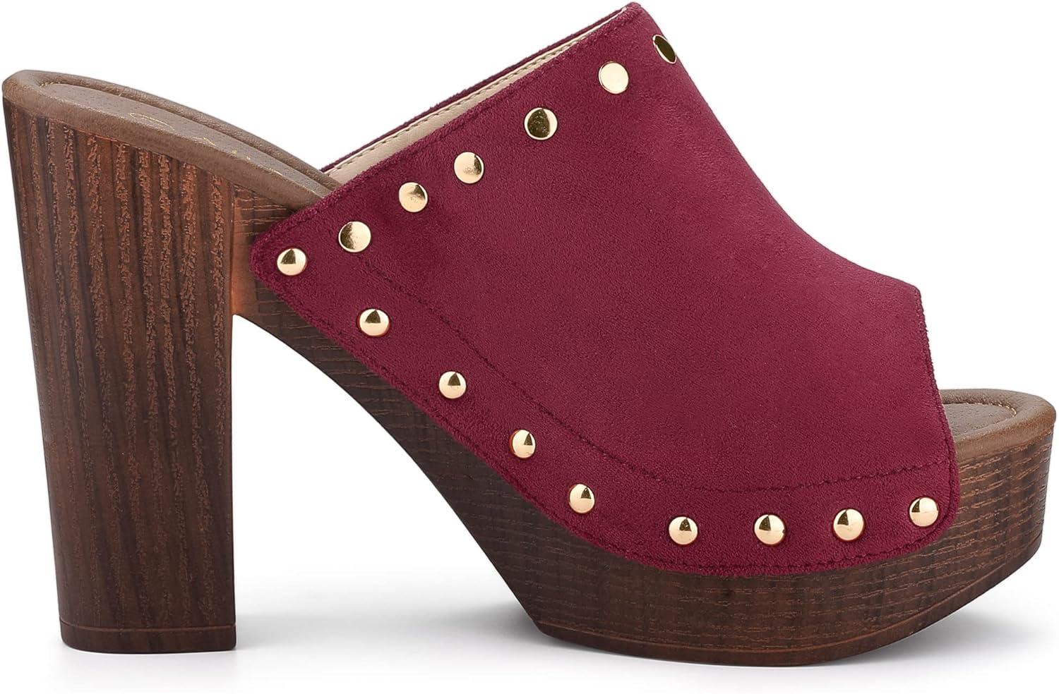 imageAllegra K Womens Open Toe Platform Block Heel Slides SandalsBurgundy