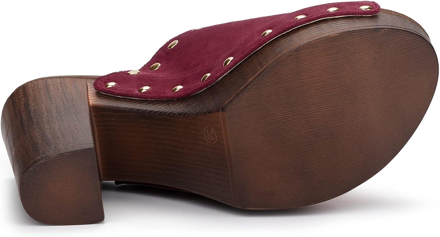 imageAllegra K Womens Open Toe Platform Block Heel Slides SandalsBurgundy