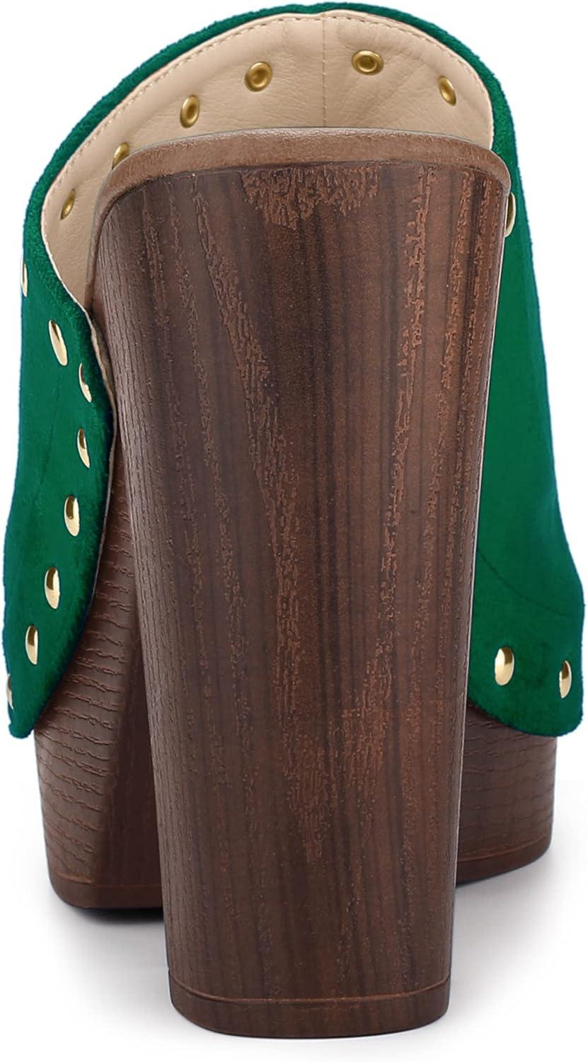 imageAllegra K Womens Open Toe Platform Block Heel Slides SandalsGreen