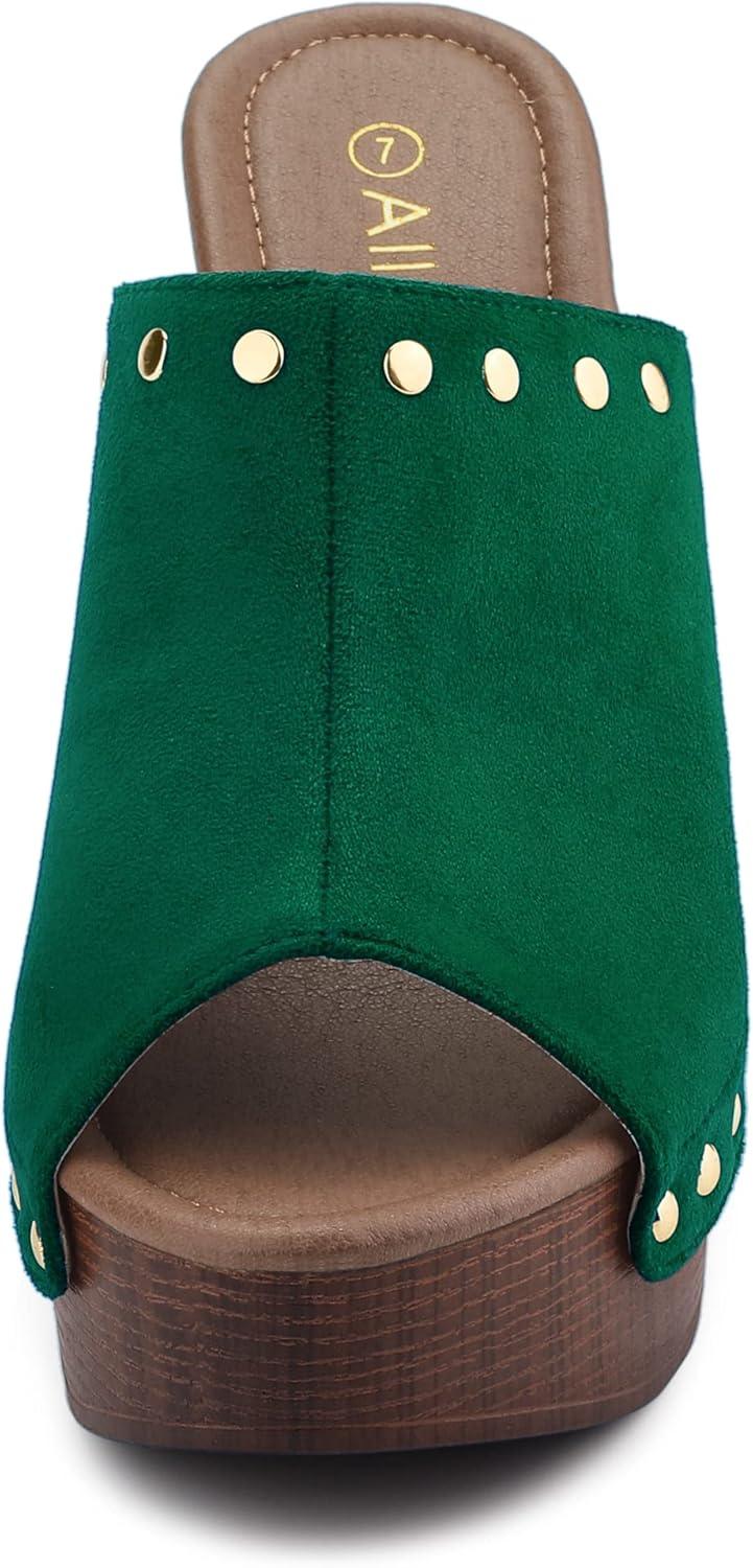 imageAllegra K Womens Open Toe Platform Block Heel Slides SandalsGreen