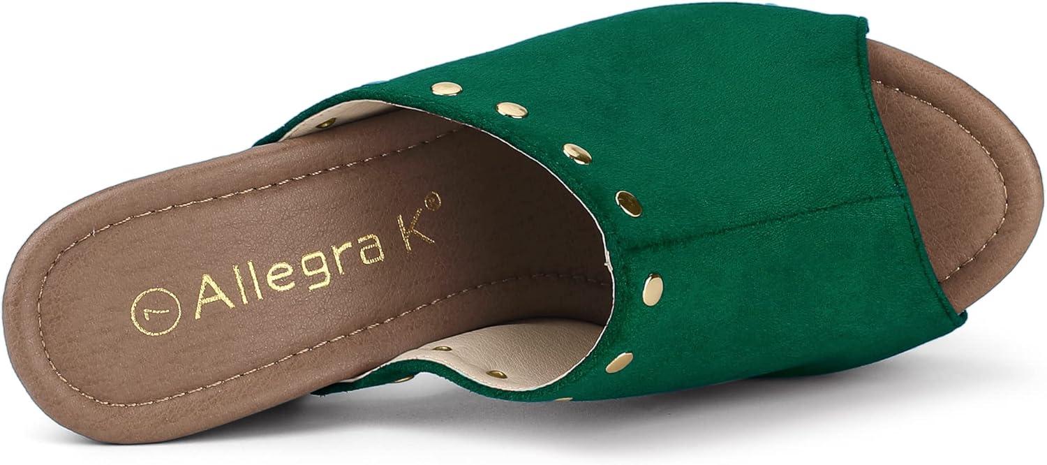 imageAllegra K Womens Open Toe Platform Block Heel Slides SandalsGreen