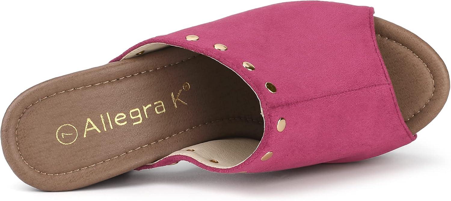 imageAllegra K Womens Open Toe Platform Block Heel Slides SandalsHot Pink