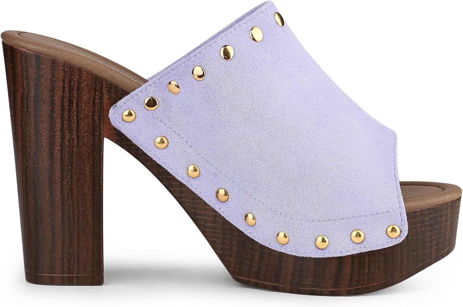 imageAllegra K Womens Open Toe Platform Block Heel Slides SandalsPurple