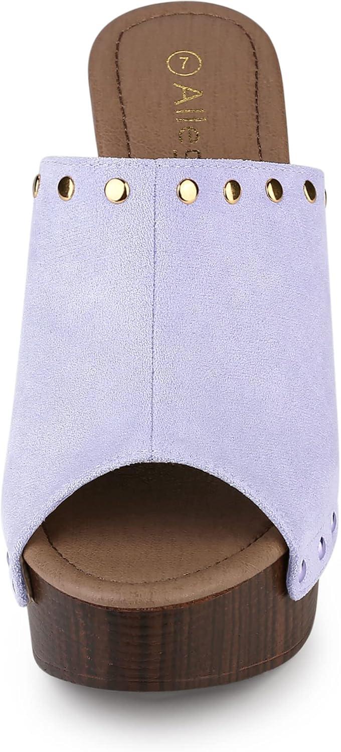 imageAllegra K Womens Open Toe Platform Block Heel Slides SandalsPurple