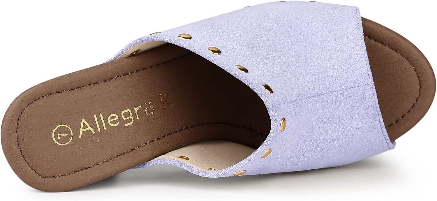imageAllegra K Womens Open Toe Platform Block Heel Slides SandalsPurple