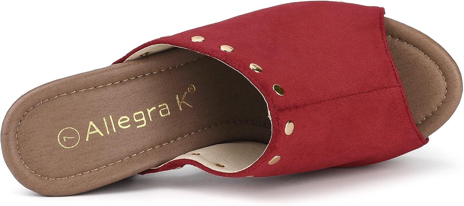 imageAllegra K Womens Open Toe Platform Block Heel Slides SandalsRed