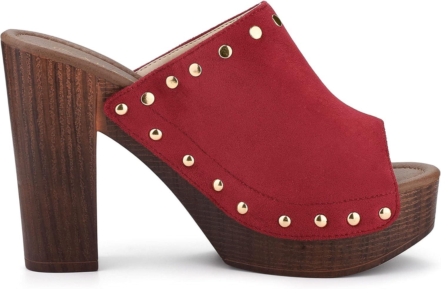 imageAllegra K Womens Open Toe Platform Block Heel Slides SandalsRed