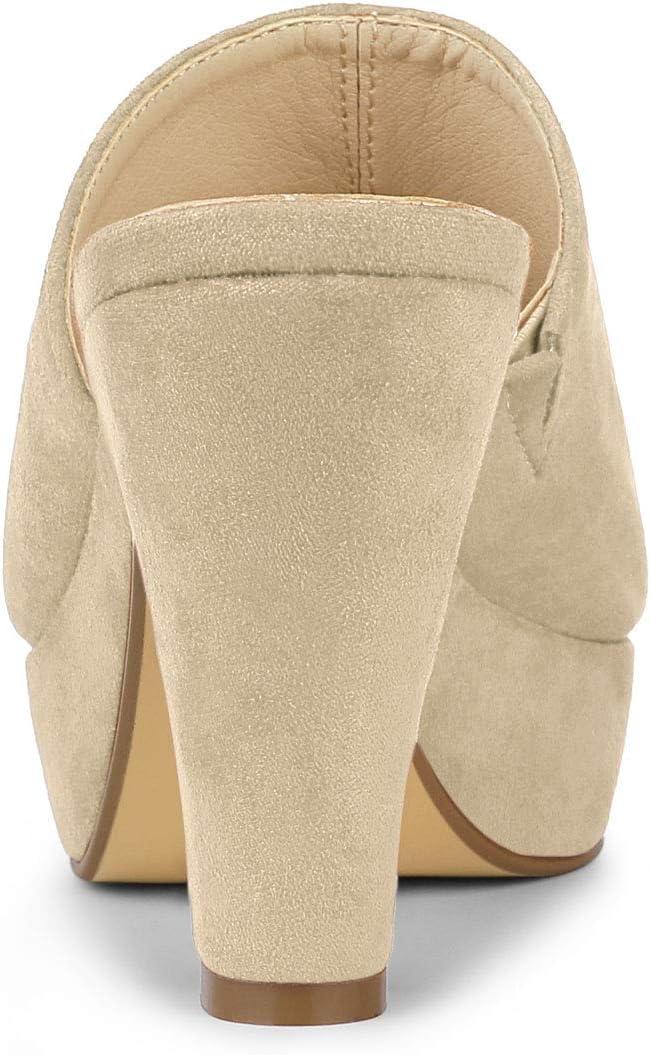 imageAllegra K Womens Open Toe Platform Chunky Heel Slides SandalsBeige
