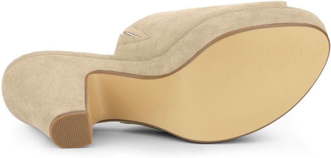 imageAllegra K Womens Open Toe Platform Chunky Heel Slides SandalsBeige