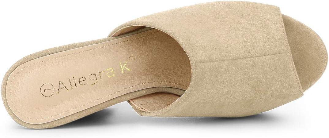 imageAllegra K Womens Open Toe Platform Chunky Heel Slides SandalsBeige