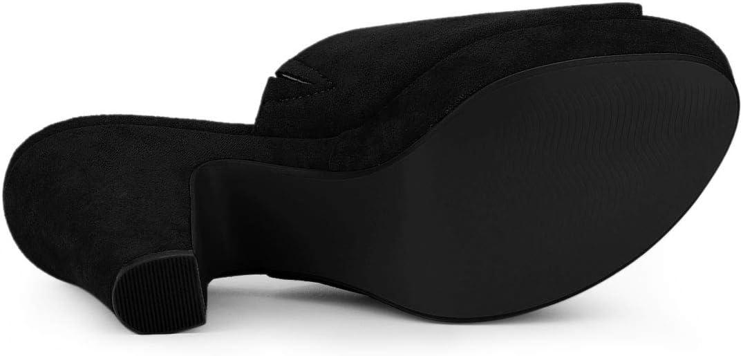 imageAllegra K Womens Open Toe Platform Chunky Heel Slides SandalsBlack