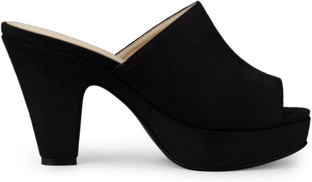 imageAllegra K Womens Open Toe Platform Chunky Heel Slides SandalsBlack