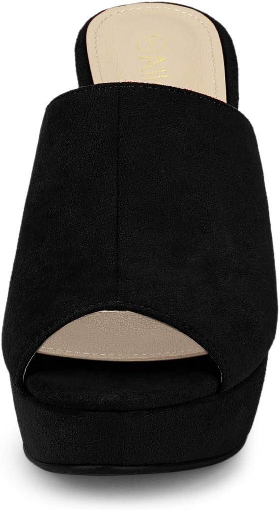 imageAllegra K Womens Open Toe Platform Chunky Heel Slides SandalsBlack