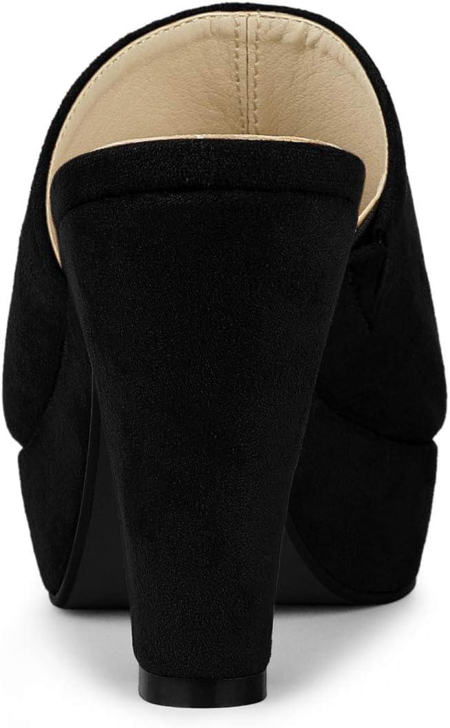 imageAllegra K Womens Open Toe Platform Chunky Heel Slides SandalsBlack