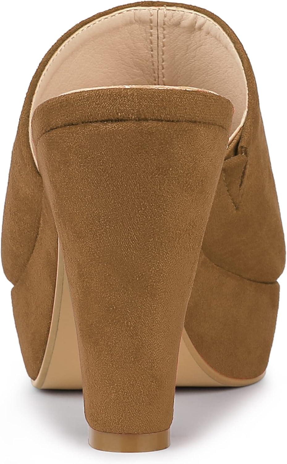 imageAllegra K Womens Open Toe Platform Chunky Heel Slides SandalsBrown