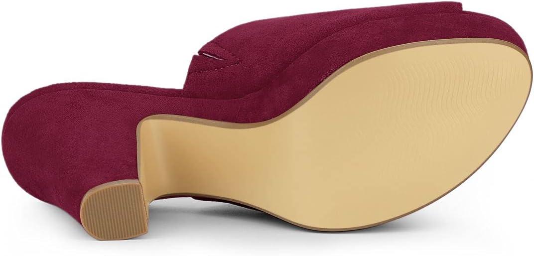 imageAllegra K Womens Open Toe Platform Chunky Heel Slides SandalsBurgundy