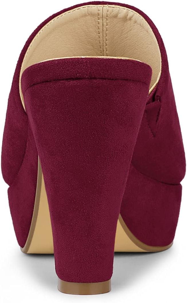 imageAllegra K Womens Open Toe Platform Chunky Heel Slides SandalsBurgundy