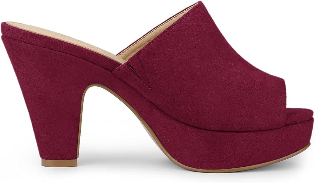imageAllegra K Womens Open Toe Platform Chunky Heel Slides SandalsBurgundy