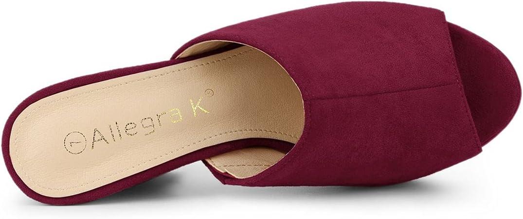 imageAllegra K Womens Open Toe Platform Chunky Heel Slides SandalsBurgundy