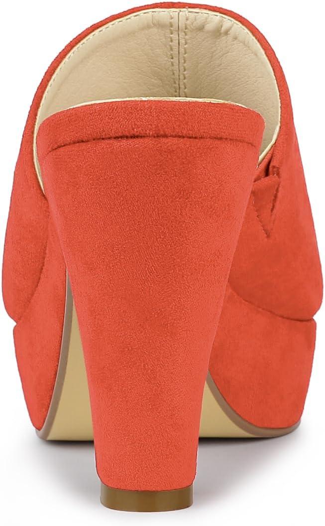 imageAllegra K Womens Open Toe Platform Chunky Heel Slides SandalsCoral Orange