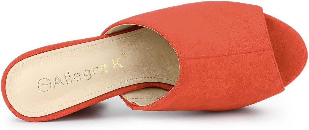 imageAllegra K Womens Open Toe Platform Chunky Heel Slides SandalsCoral Orange