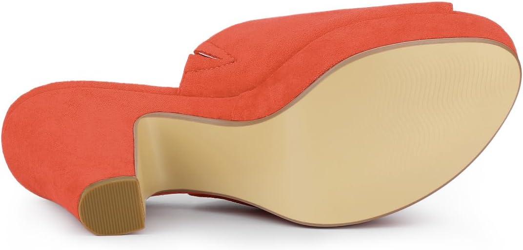 imageAllegra K Womens Open Toe Platform Chunky Heel Slides SandalsCoral Orange