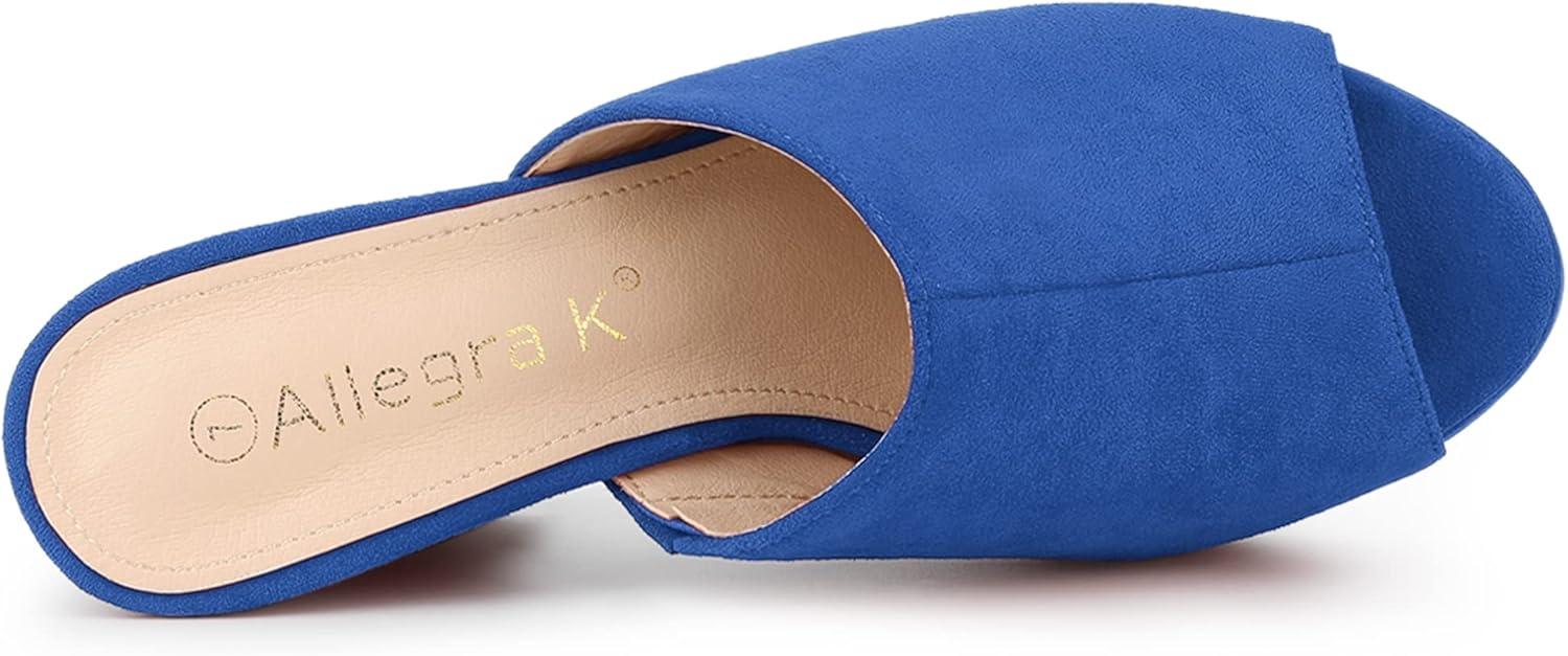 imageAllegra K Womens Open Toe Platform Chunky Heel Slides SandalsDeep Blue