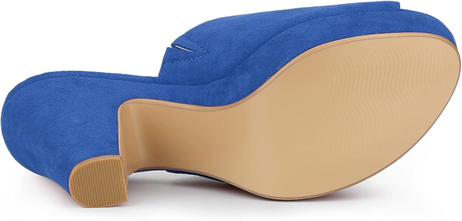 imageAllegra K Womens Open Toe Platform Chunky Heel Slides SandalsDeep Blue