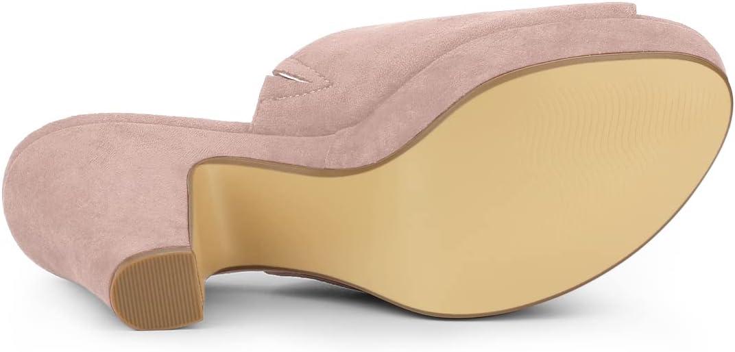 imageAllegra K Womens Open Toe Platform Chunky Heel Slides SandalsDust Pink