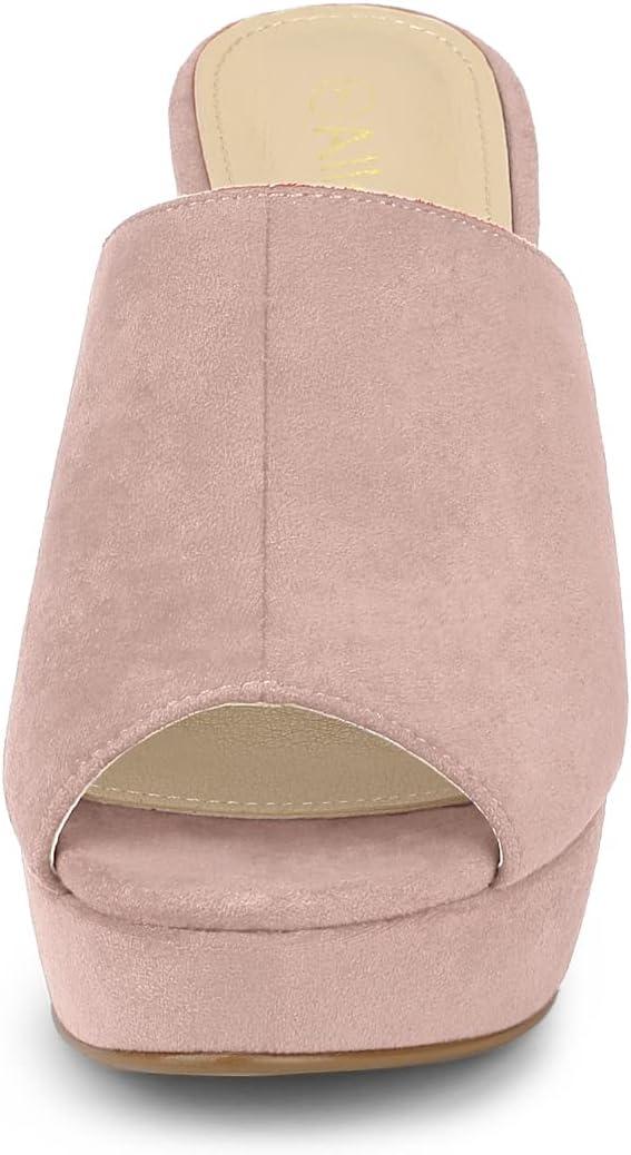 imageAllegra K Womens Open Toe Platform Chunky Heel Slides SandalsDust Pink