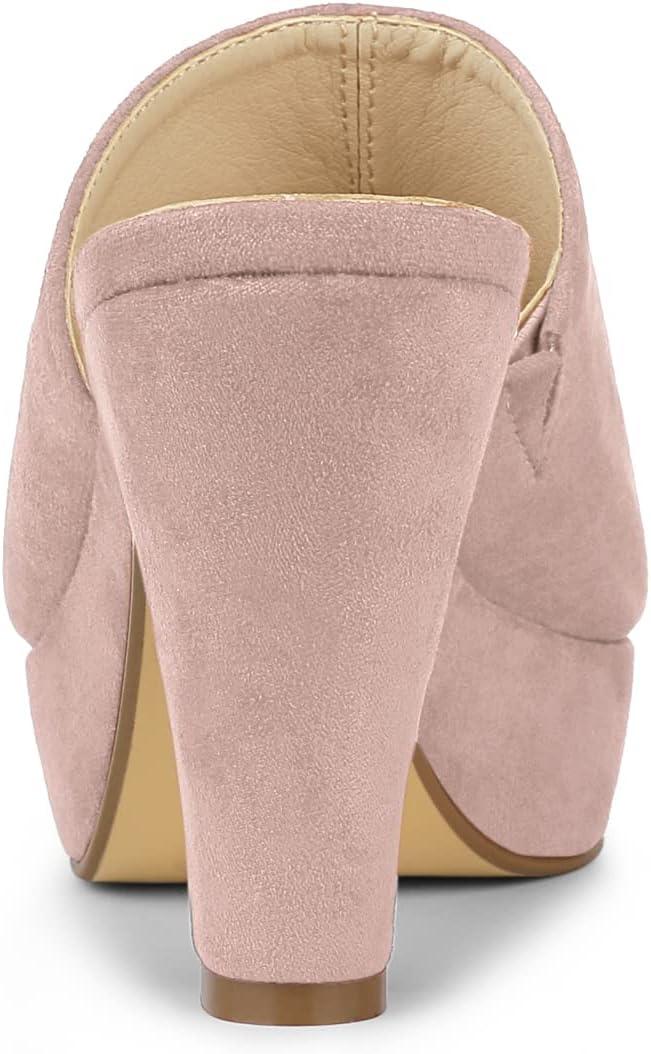 imageAllegra K Womens Open Toe Platform Chunky Heel Slides SandalsDust Pink