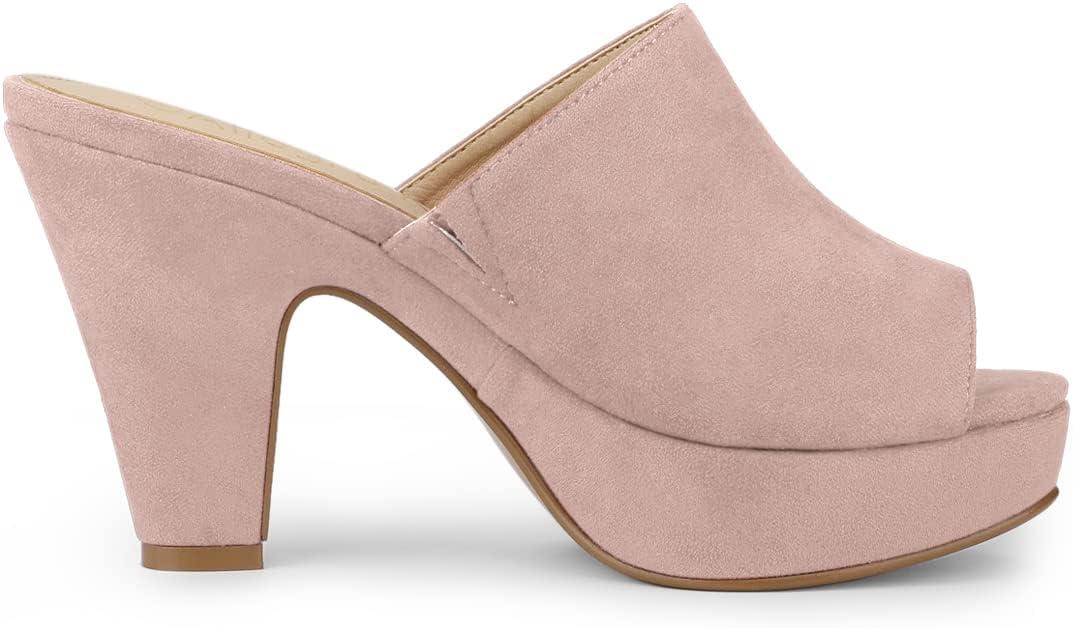 imageAllegra K Womens Open Toe Platform Chunky Heel Slides SandalsDust Pink